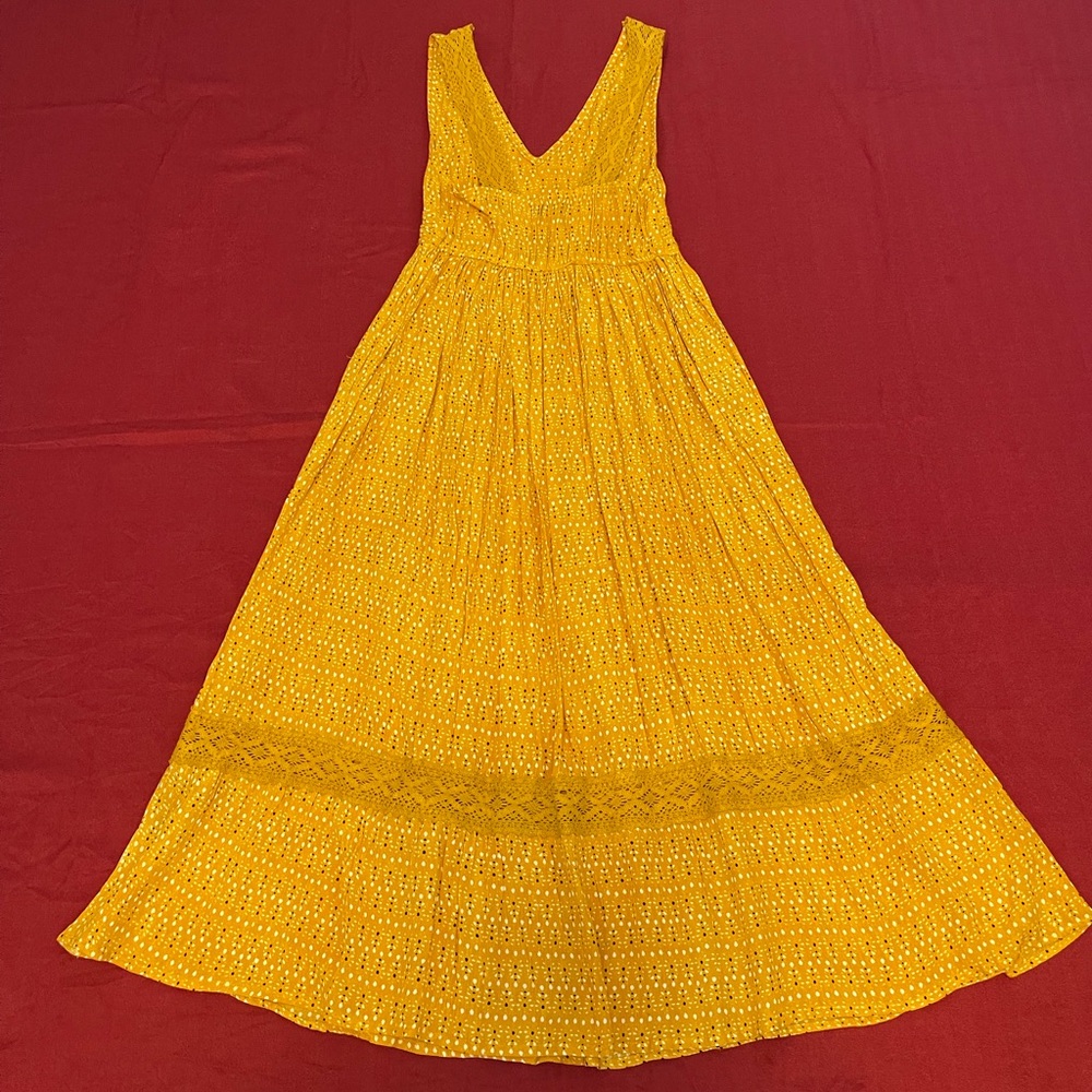 Mustard Sleeveless Dress Maxi Dress with Lace Details